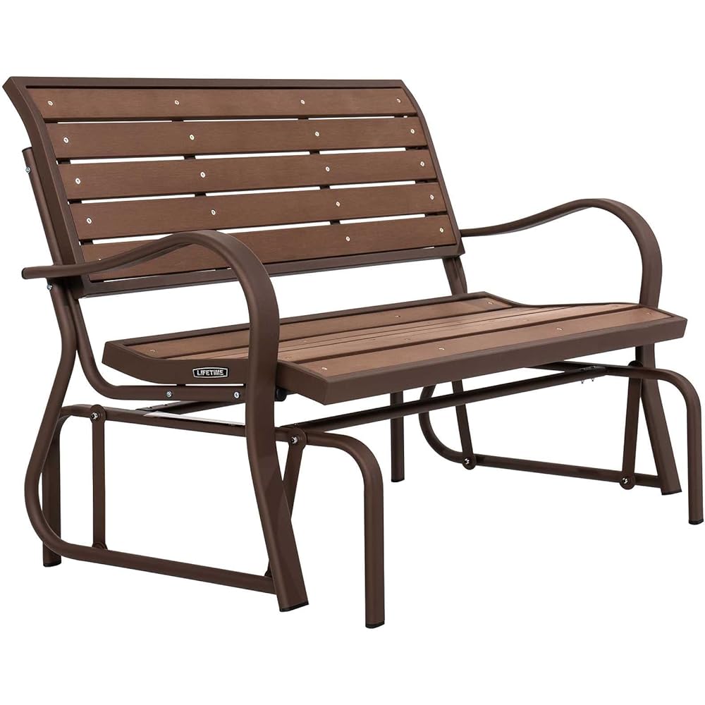 Lifetime 60290 Wood Alternative Glider Bench (Mocha Brown)