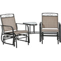 Outsunny 2-Seat Outdoor Glider Chairs with Integrated Coffee Table