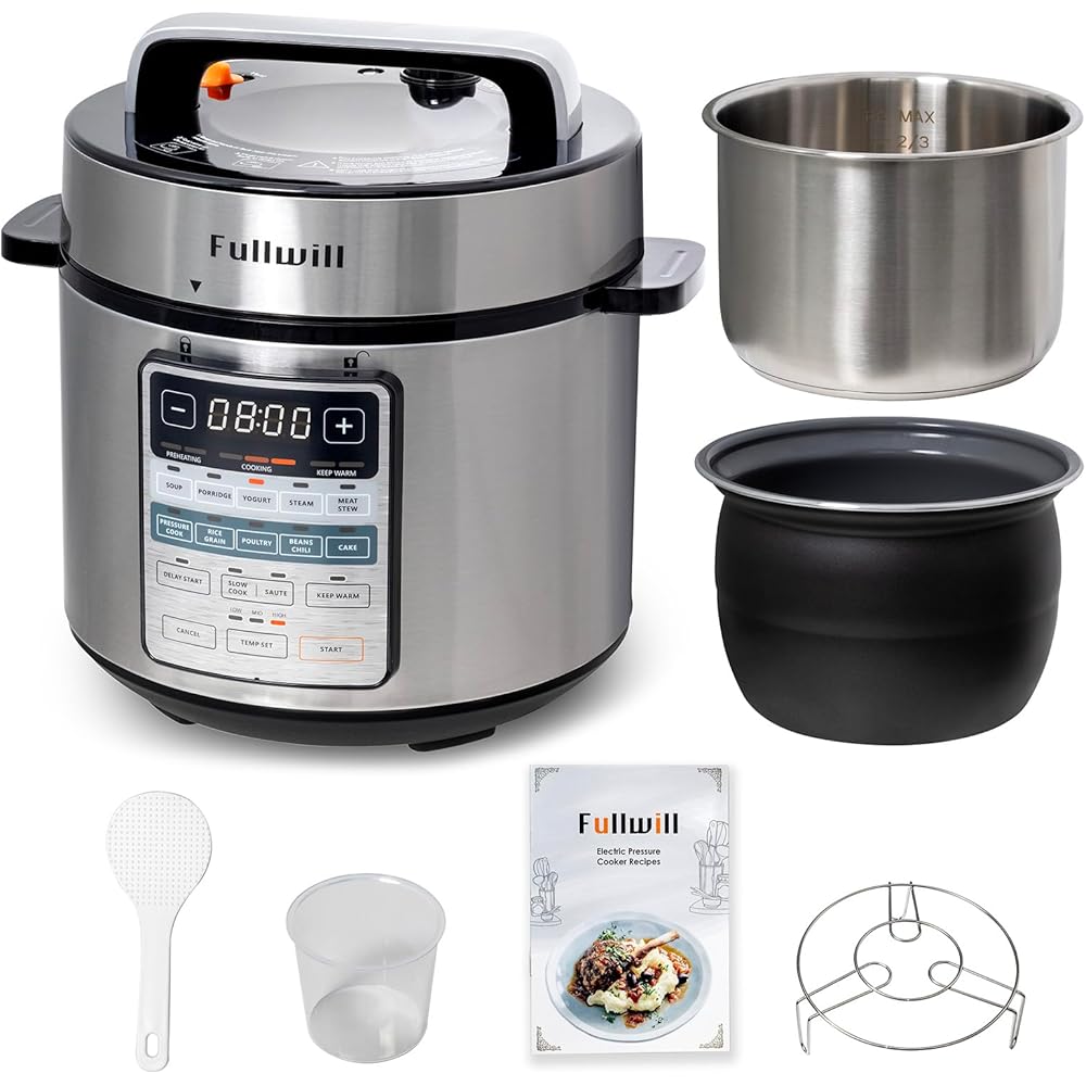 Fullwill 6QT 12-in-1 Electric Pressure Cooker with Dual Pots