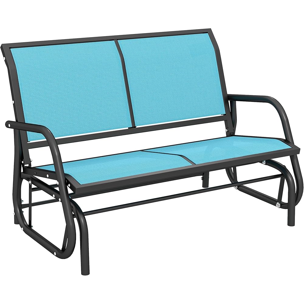 Outsunny 2-Person Outdoor Glider Bench with Steel Frame (Blue)