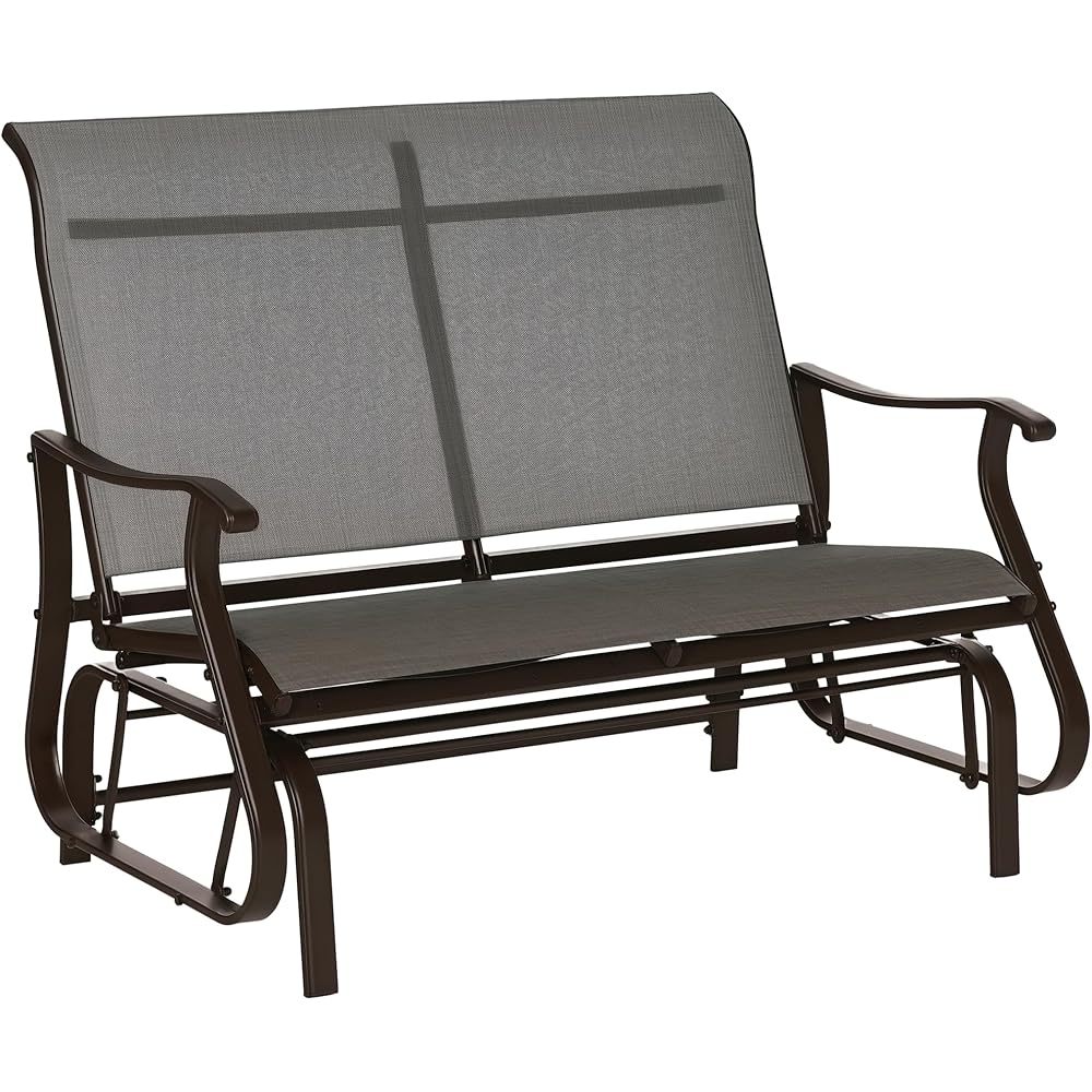 Outsunny 2-Person Mixed Gray Resin Wicker Outdoor Glider Bench