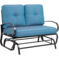 Shintenchi Wrought Iron Patio Swing Glider Loveseat with Cushion