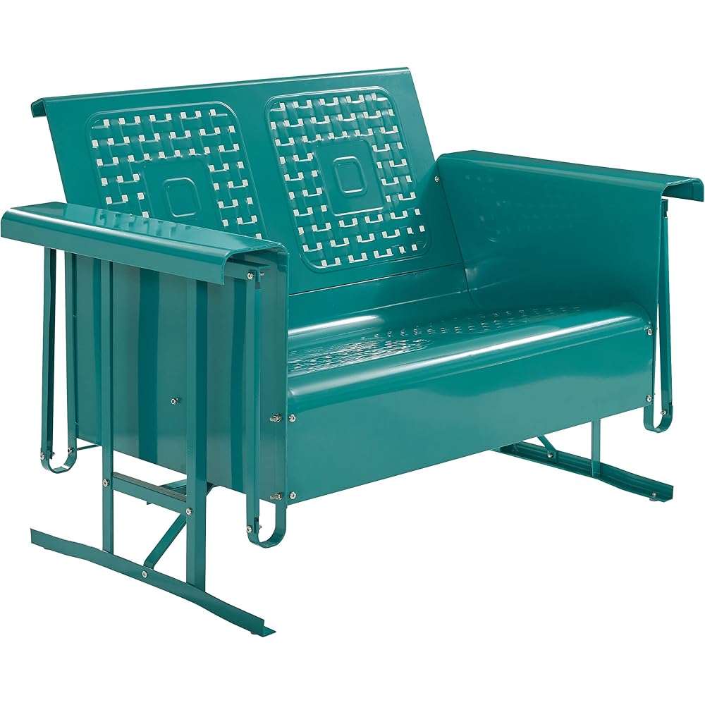 Crosley Furniture Bates Retro Metal Outdoor Loveseat Glider