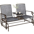 Outsunny Outdoor Glider Bench with Center Mesh Table (Gray)