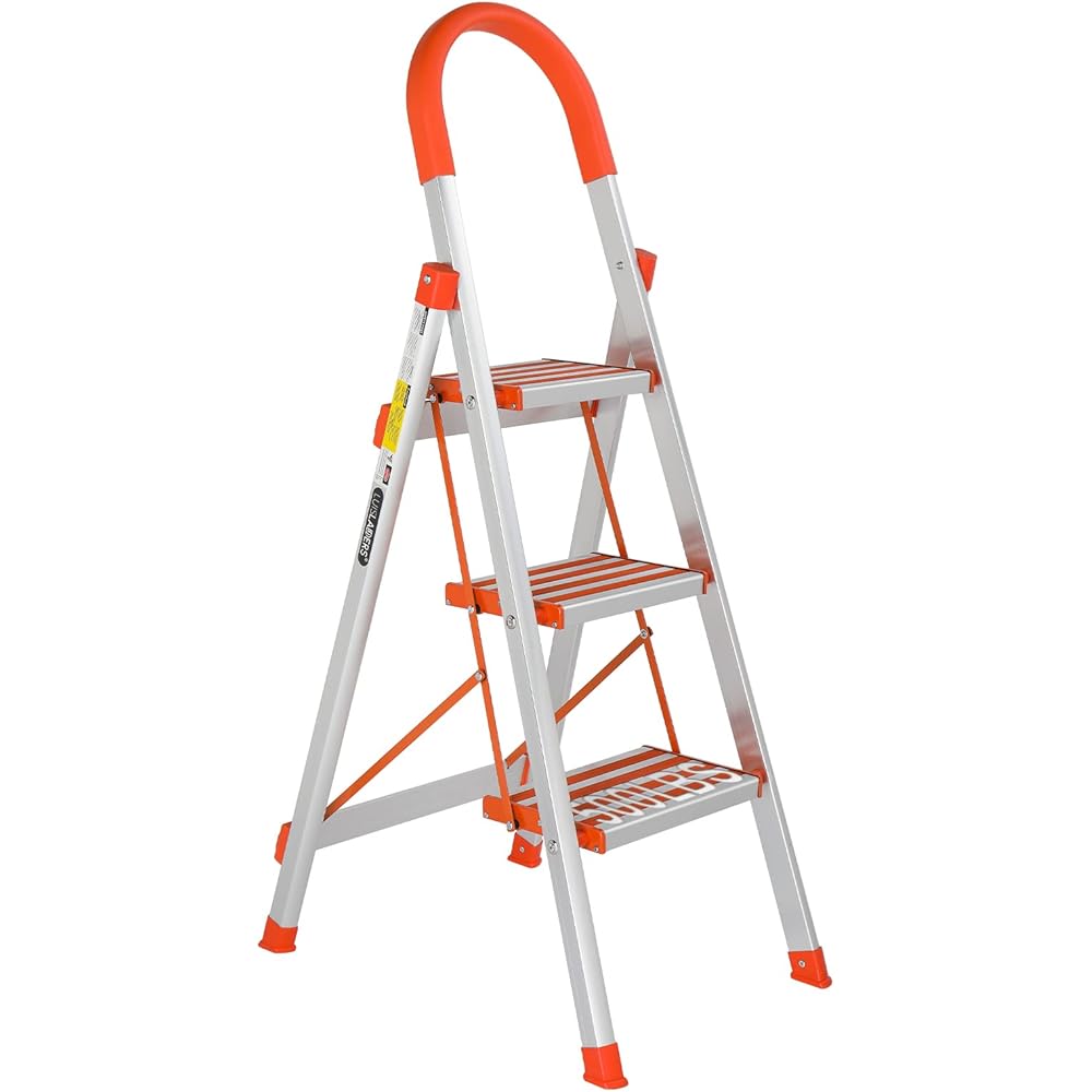 LUISLADDERS 3-Step Foldable Lightweight Aluminum Step Stool