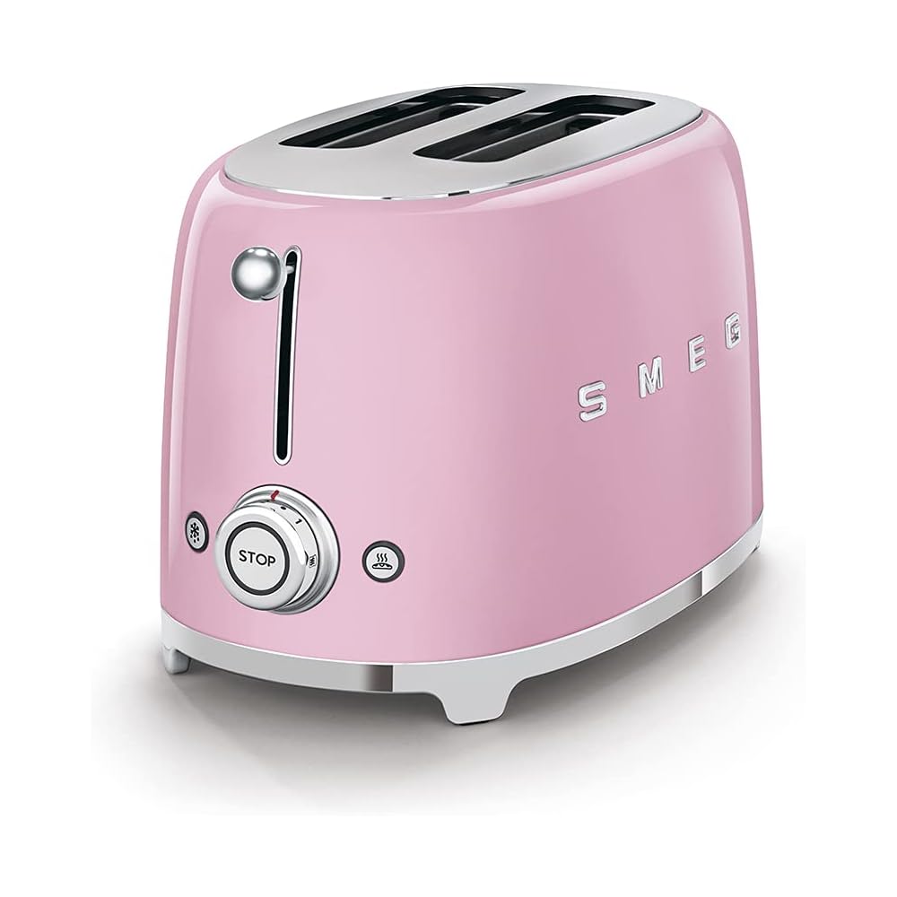 SMEG 2-Slice Toaster with 6 Presets and Crumb Tray (Pink)