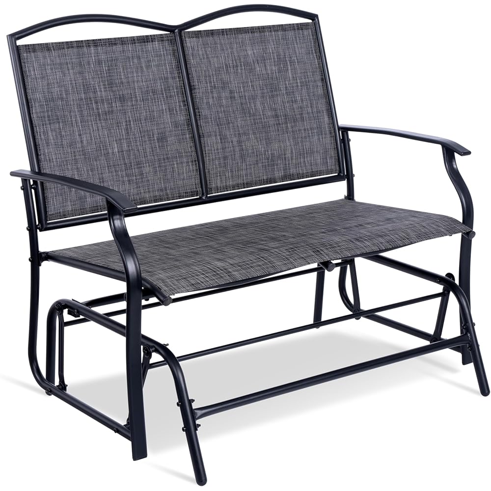 Backyard Expressions 2-Person Outdoor Glider Bench with Steel Frame