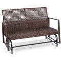 Wicker 2-Person Patio Glider Bench with Double-Weaved Seat