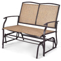 Tangkula 2-Person Heavy-Duty Steel Outdoor Glider Bench (Brown)