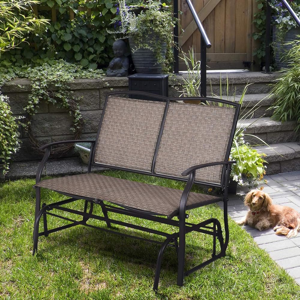 Giantex OP3100 Outdoor Patio Glider Bench (Brown)