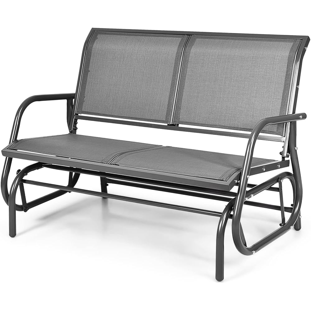 Tangkula 2-Person Heavy-Duty Steel Outdoor Glider Bench (Gray)