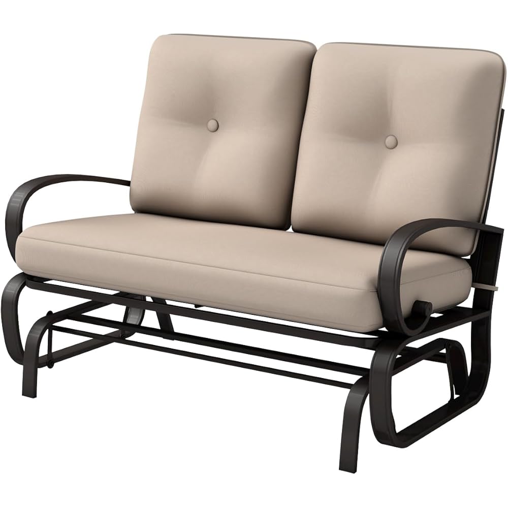Giantex Outdoor Glider Bench with Removable Thick Cushion