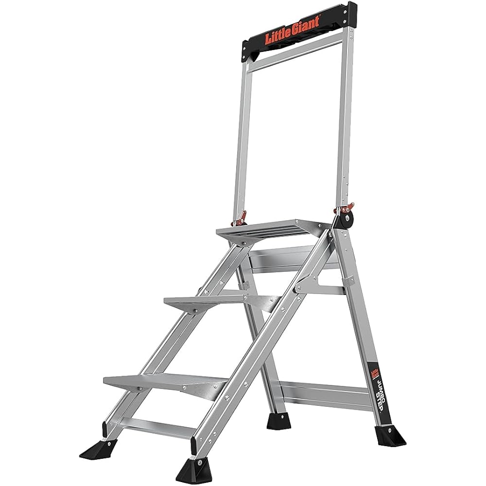 Little Giant Jumbo Step 3-Step Aluminum Stool with Handrail